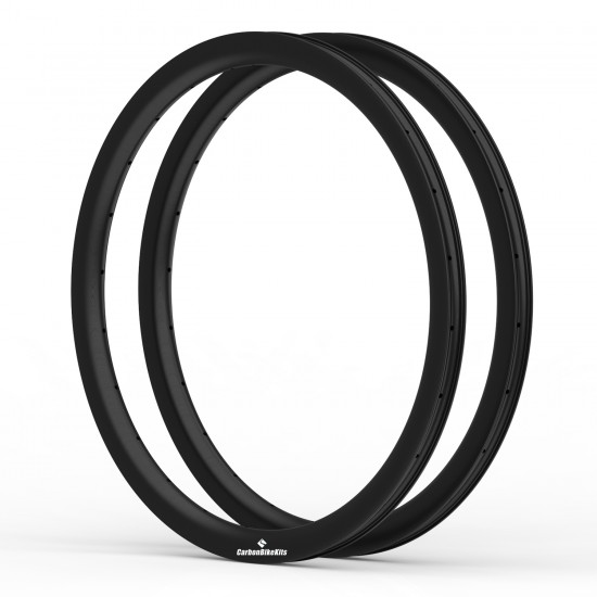 超軽量700C 40x31mm シンメトリックカーボン チューブレス グラベル/CXリム ビッグホール センターディスタンス